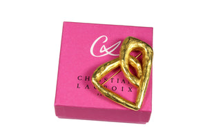 CHRISTIAN LACROIX large gold heart brooch