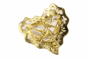 CHRISTIAN LACROIX gold heart logo brooch