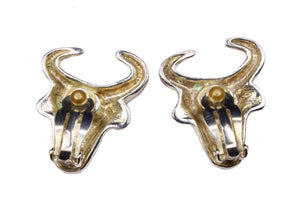 CHRISTIAN LACROIX silver bull head earrings
