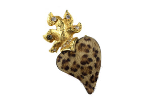 CHRISTIAN LACROIX leopard print heart brooch