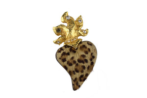 CHRISTIAN LACROIX leopard print heart brooch