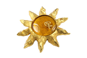 CHRISTIAN LACROIX large amber resin sun brooch