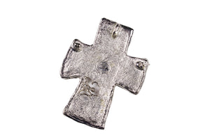 CHRISTIAN LACROIX silver large cross pendant brooch