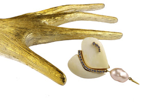CHRISTIAN LACROIX faux ivory heart brooch pendant