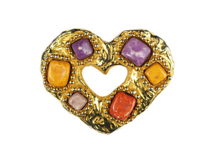 CHRISTIAN LACROIX heart multicolor stones brooch