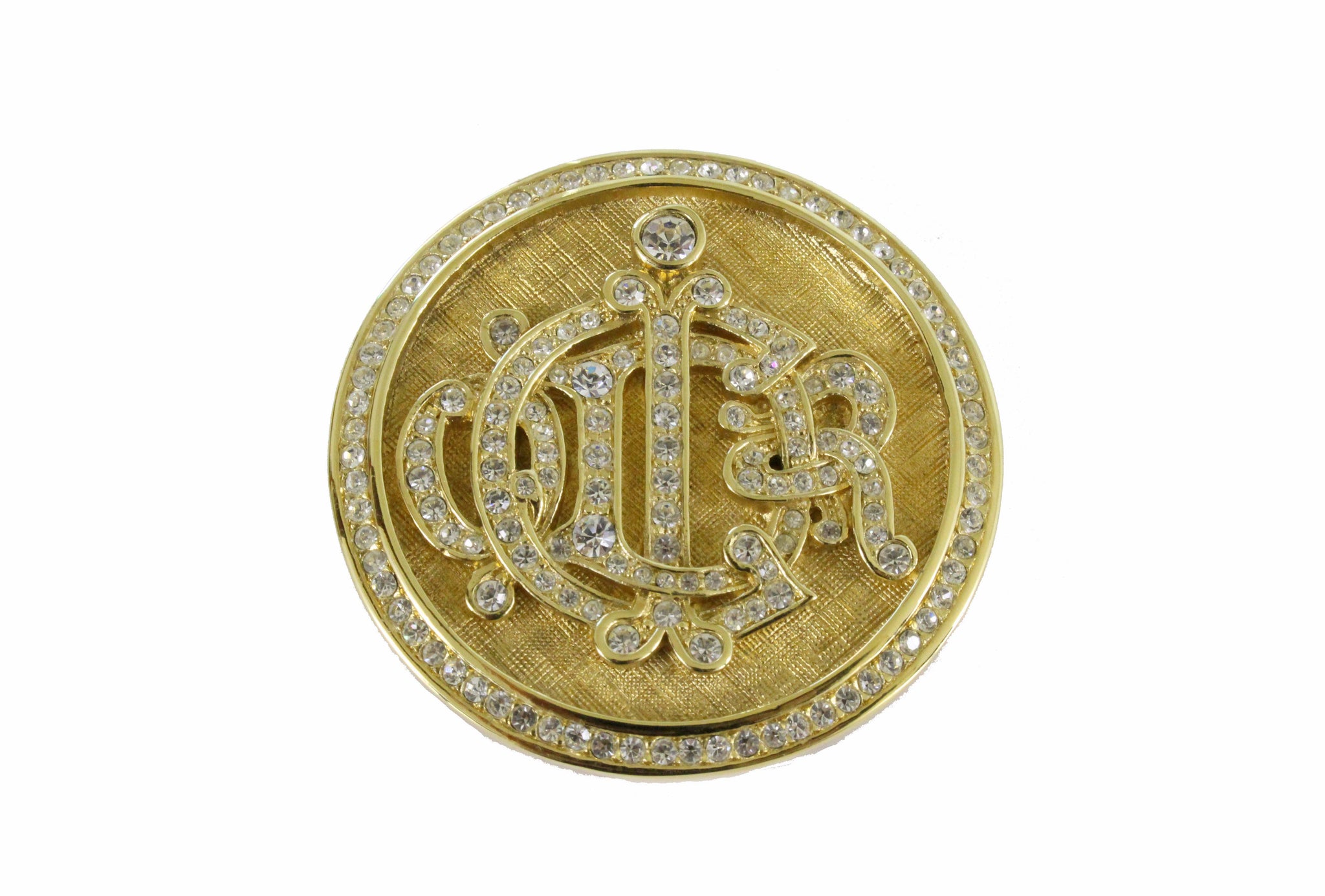 CHRISTIAN DIOR rhinestones circular Logo brooch – Vintage Carwen