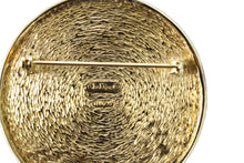 CHRISTIAN DIOR rhinestones circular Logo brooch