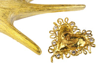 CHRISTIAN LACROIX large gold heart monogram brooch