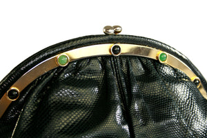JUDITH LEIBER blue black snake skin handbag