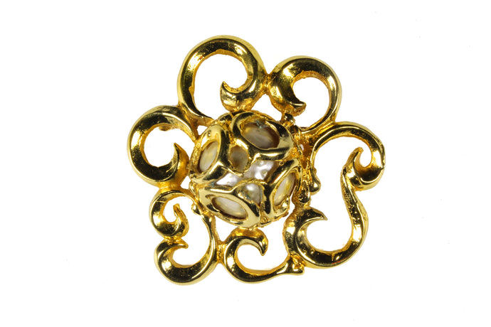 FERRAGAMO filigree with pearl brooch