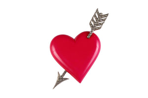Yves Saint Laurent red heart & arrow brooch