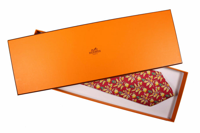 HERMÈS teapot red silk tie