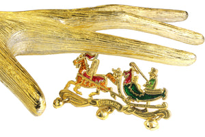 HERMÈS horse carriage enamel brooch