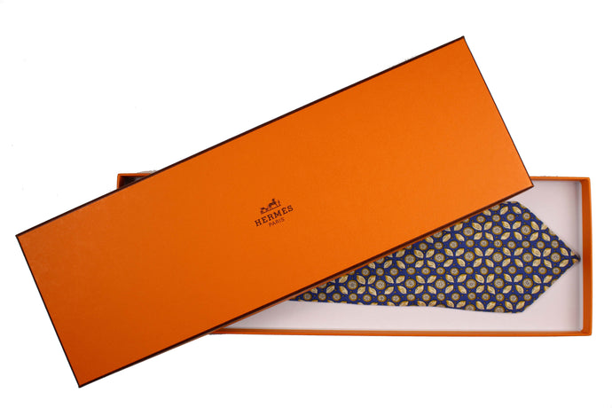 HERMÈS blue lemon silk tie