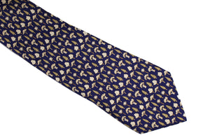 HERMÈS blue trees silk tie