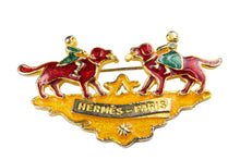 HERMÈS children and dogs enamel brooch