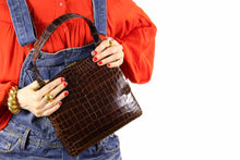 KORET brown crocodile skin frame handbag with single handle