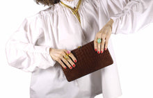 NETTIE ROSENSTEIN brown crocodile skin handbag