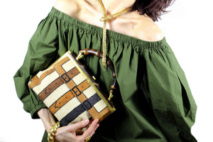 ROBERTA DI CAMERINO fabric bag with bamboo handle
