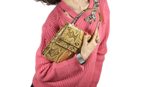 Pressed snake skin handbag in natural color