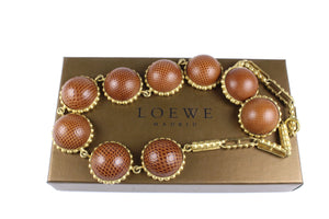 LOEWE brown lizard skin necklace and earrings set