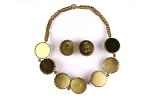 LOEWE brown lizard skin necklace and earrings set