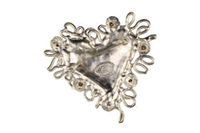 CHRISTIAN LACROIX large silver heart monogram brooch