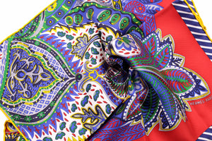 HERMÈS gavroche “Le Jardin de la Maharani” by Annie Faivre, pocket square