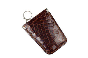 Brown crocodile skin case key chain