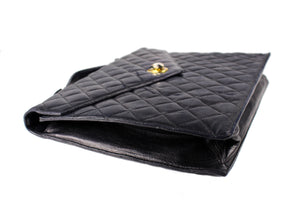 GIORGIO CORSINI black quilted leather briefcase bag