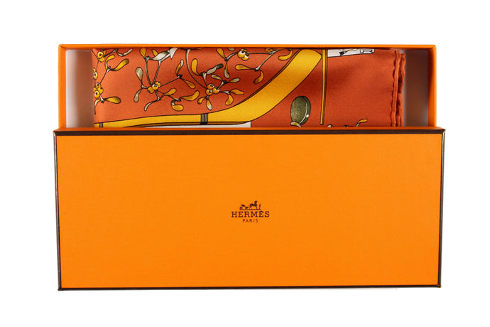 HERMÈS gavroche “Neige d'Antan” by Caty Latham, pocket square