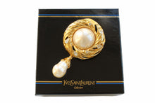 YVES SAINT LAURENT large dangling pearl brooch pendant