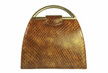 STUART WEITZMAN embossed snakeskin caramel handbag