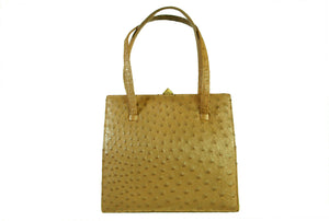 Cinnamon colored ostrich skin handbag
