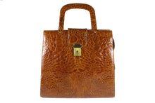 Large cognac turtle skin handbag