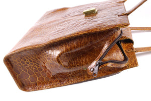 Large cognac turtle skin handbag
