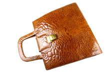 Large cognac turtle skin handbag