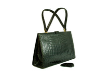 Dark brown baby crocodile handbag