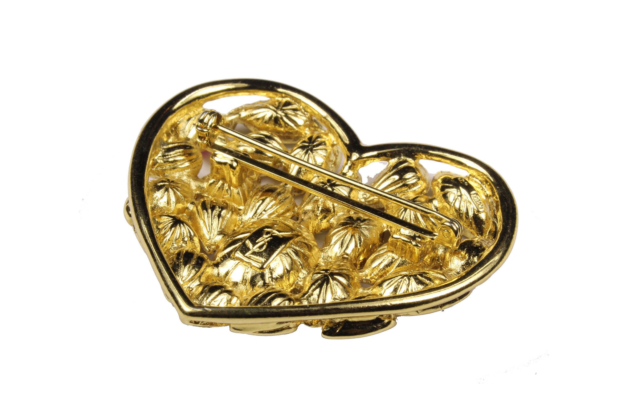 Vintage YSL Brooch Pin, YSL Logo Brooch, Yves Saint Laurent Heart
