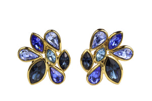YVES SAINT LAURENT blue rhinestones earrings