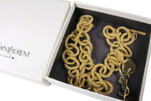 YVES SAINT LAURENT textured chain link logo long necklace