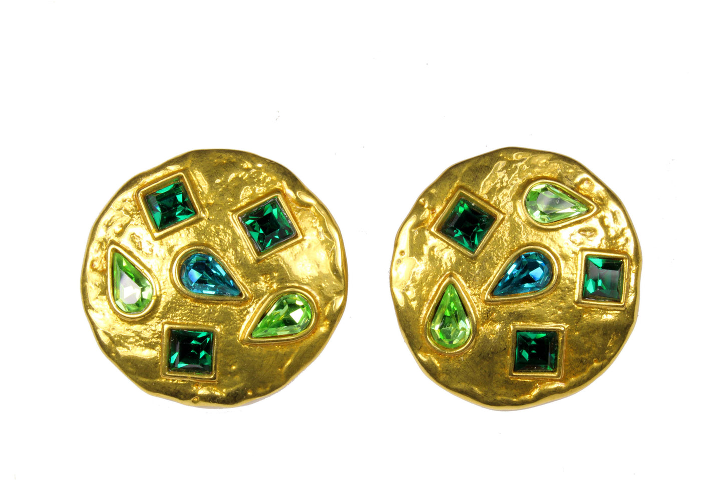 YVES SAINT LAURENT green rhinestones earrings