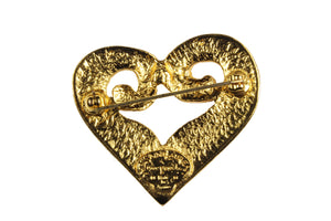 YVES SAINT LAURENT Rive Gauche gold metal heart brooch