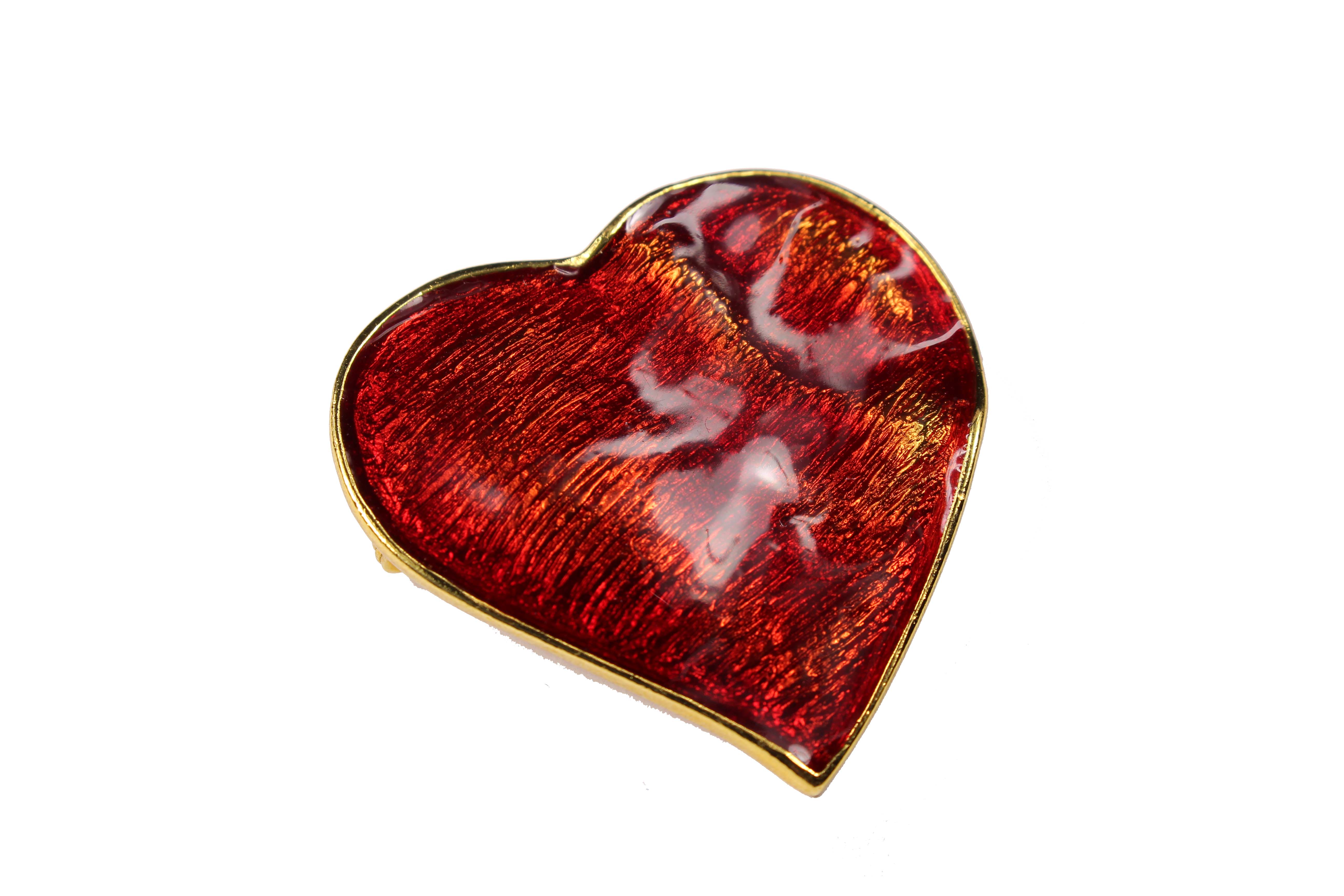 LOUIS VUITTON Resin Heart Brooch Red 1258765