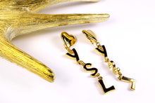 YVES SAINT LAURENT logo initials heart dangle earrings