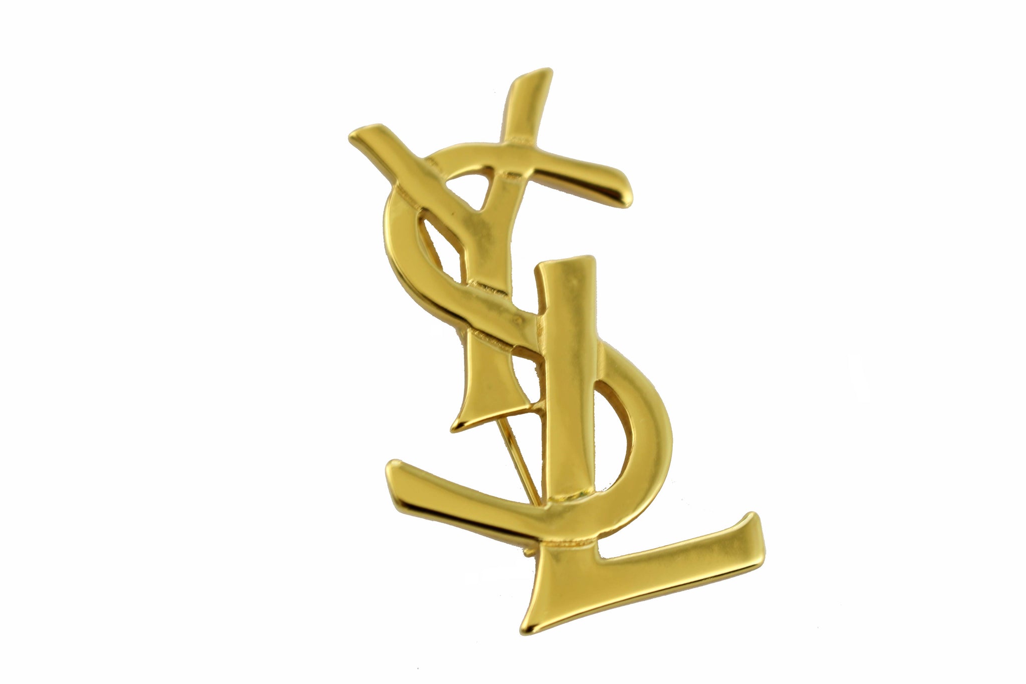 Saint Laurent YSL Logo Brooch - Gold for Women