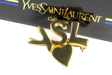 YVES SAINT LAURENT initials over heart brooch