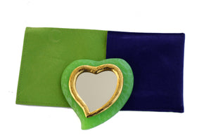 YVES SAINT LAURENT green heart pocket mirror
