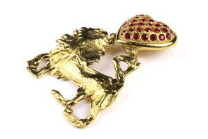 YVES SAINT LAURENT lion red heart earrings