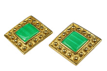 YVES SAINT LAURENT green square earrings